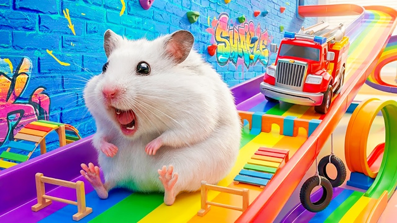 🛑Live ( MUST WATCH ): Hamster Escapes from Rainbow Slide Maze in Real Life | Hamster Life