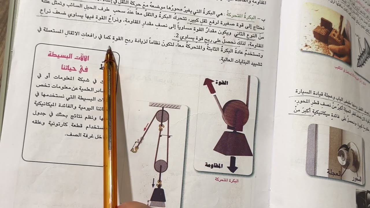 البكرة وكفاءة الالة فيزياء الثاني متوسط ص 51