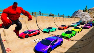 Desafio de salto Rampa com Heróis! Epic Сhallenge Aroud the Mount Chiliad on Cars and MotoBike GTA 5