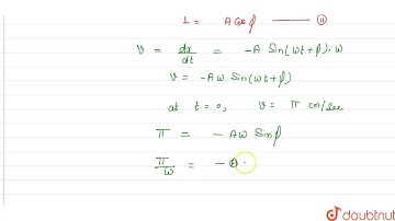 The displacement of a particle in S.H.M. is given by `x=A "cos" (omegat+ phi)`
