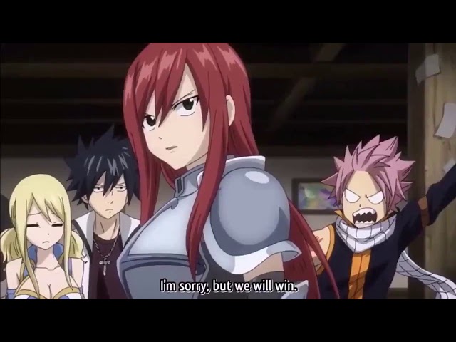 Fairy Tail / Erza loses to laxus funny moment class=