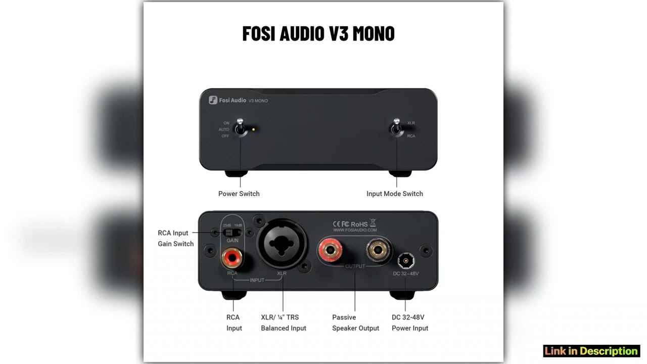 Fosi Audio V3 Mono 240W Sound Amplifier TPA3255 PFFB Technology Mini Audio Amp For Subwoofer Speake