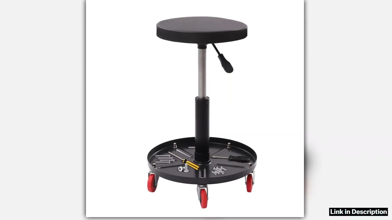 Adjustable Rolling Stool Chair Swivel with Tool Tray Car Repair Pneumatic Mechanic Roller Seat for