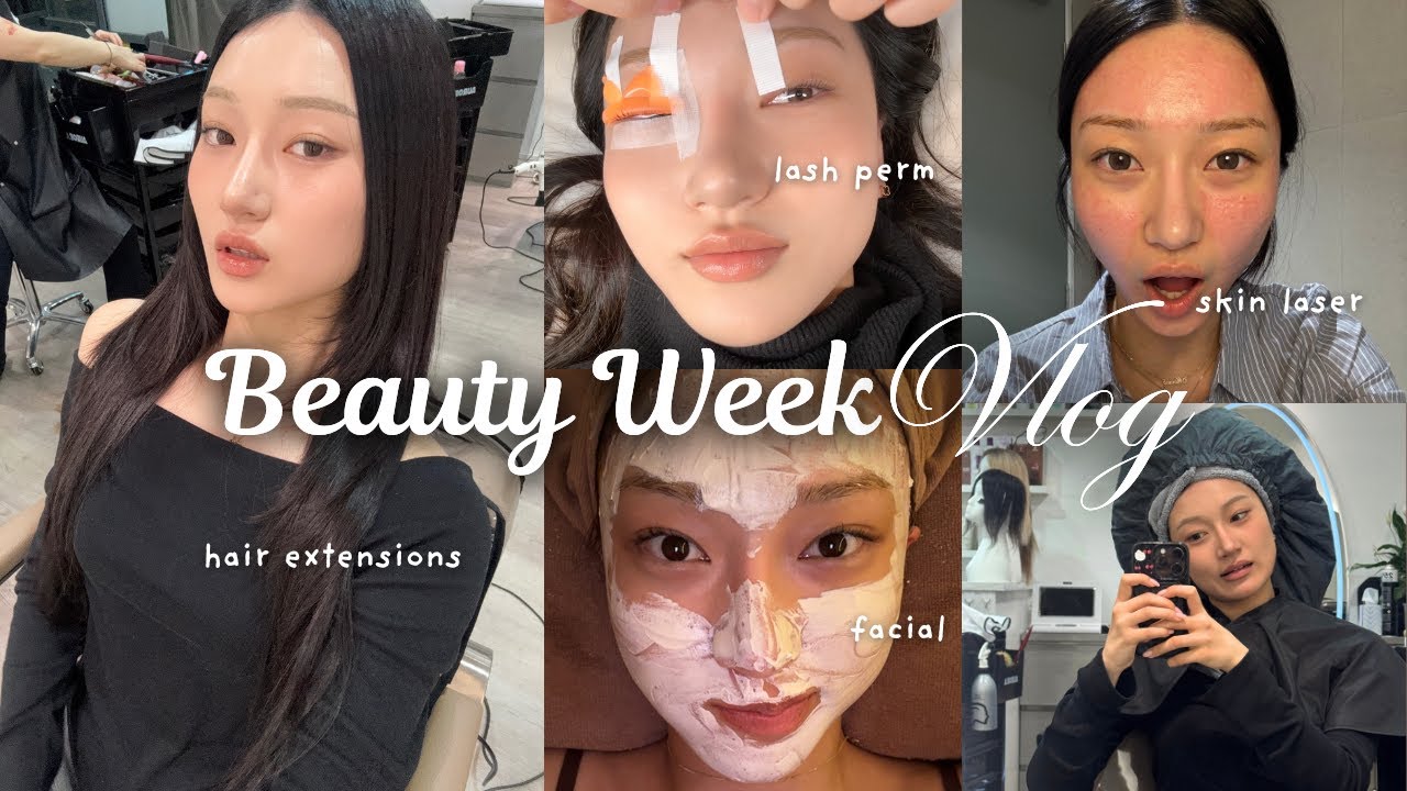 Beauty Week🪽Pt.2 hair extensions, lash perm, laser etc