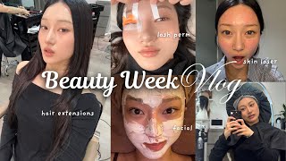 Beauty Week🪽Pt.2 hair extensions, lash perm, laser etc