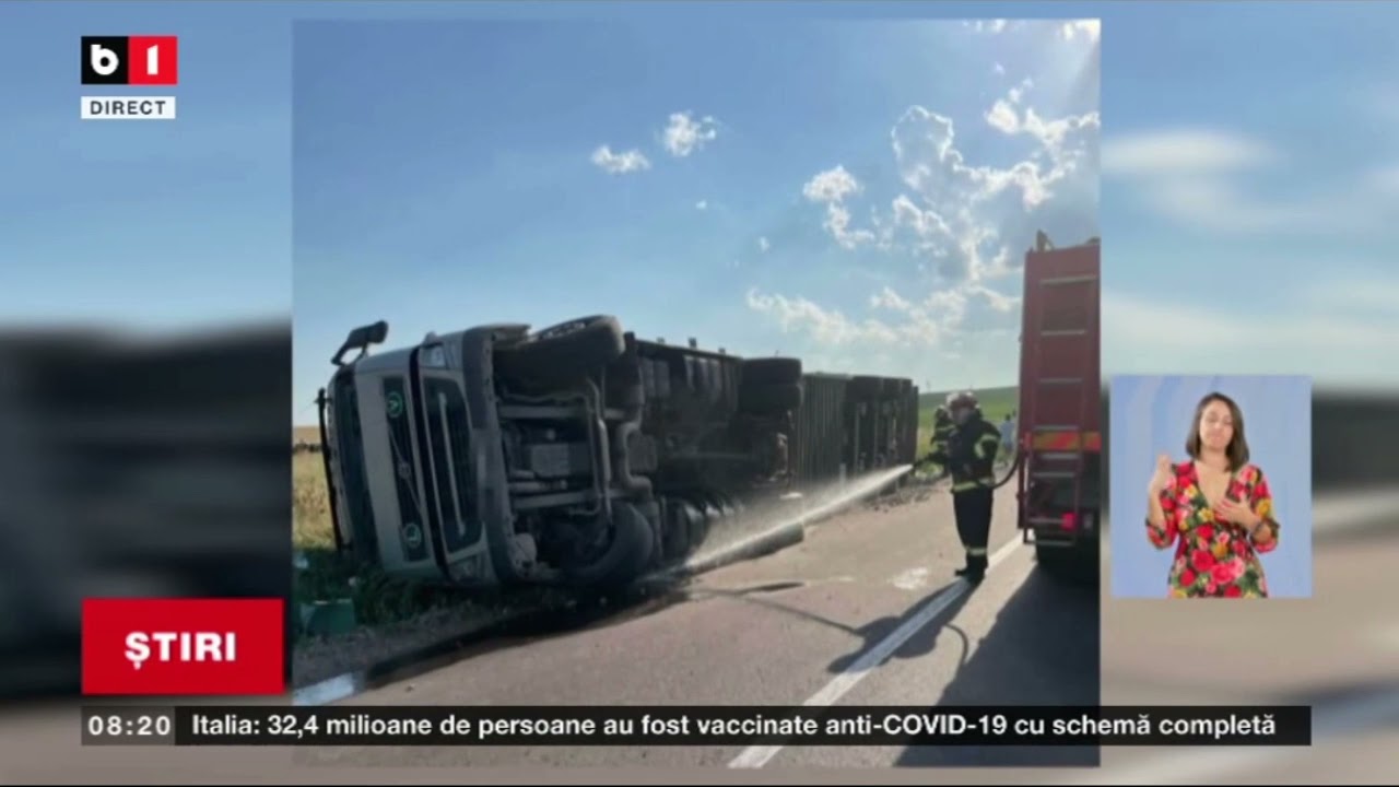TULCEA - UN TIR PLIN CU OI S-A RASTURNAT PE MARGINEA DRUMULUI_Stiri B1_2 august 2021