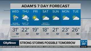 Severe storms expected Wednesday
