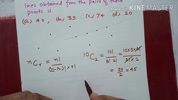 Class 11 Permutations and combinations-- there are 10 points in a plane no three of which are in ...