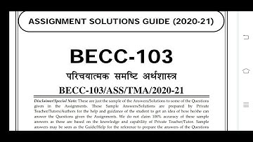 BECC 103 Ignou Solved Assignment 2020-21