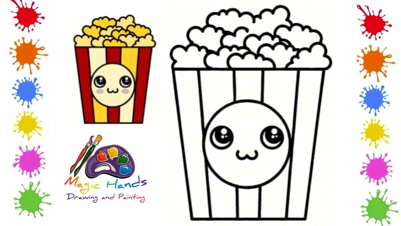 Popcorn Basket Easy Drawing | How to Draw and Color Popcorn Basket | Magic Hands
