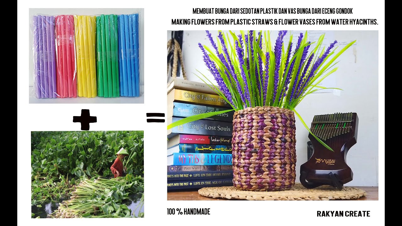 BUNGA LAVENDER DARI SEDOTAN & VAS BUNGA DARI ECENG GONDOK