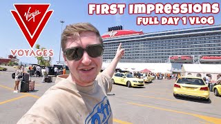 EPIC Virgin Voyages Cruise First Day Vlog (Boarding process in Athens)🚢