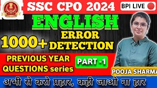 SSC CPO 2023 English Previous Year Error detection(3rd to 5th Oct) | CET,CGL,CPO,CHSL, CDS ,SBI,IBPS