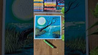 Easy Sunset &amp; Water Drawing 🌅💦 | Oil Pastel Landscape Art 🎨 #art #oilpastels #artcommunity