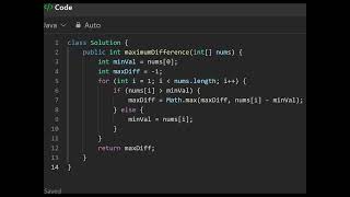 2016 Maximum Difference Between Increasing Elements