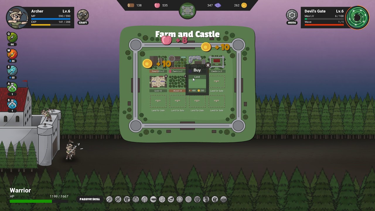 The Defender: Farm and Castle - 100 Waves walkthrough - No commentary