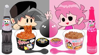 Black Food VS Pink Food Challenge l Animation Mukbang