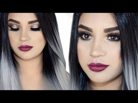 CABELLO GRIS MAQUILLAJE  | MAQUILLAJE en color plateado  |  maquillaje plateado mas peluca GRIS