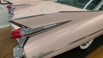 Doc Sab’s Woodrose pink 1959  Cadillac Coupe Deville.