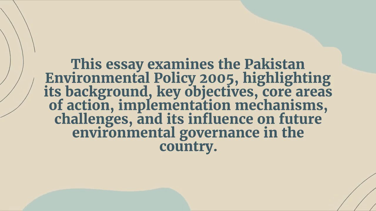 Pakistan Environmental Policy, 2005