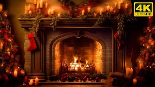 Christmas Fireplace 4K 🔥  Burning Fireplace & Crackling Fire Sounds (NO Music)