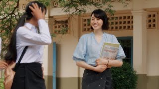 長澤まさみ、“朝目が覚めるとカンボジアだった”　現地の生徒と交流を深める　クボタ新TVCM『クボタが支える カンボジア水インフラ』篇