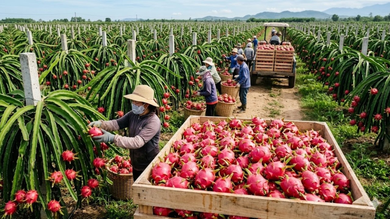 Inside a Dragon Fruit Mega Farm Making $1,000,000 a Year | Planting, Growth, Harvest, Packing,