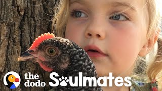 Loyal Chicken Lets Her Favorite Girl Snuggle Her As Tight As She Wants | The Dodo Soulmates