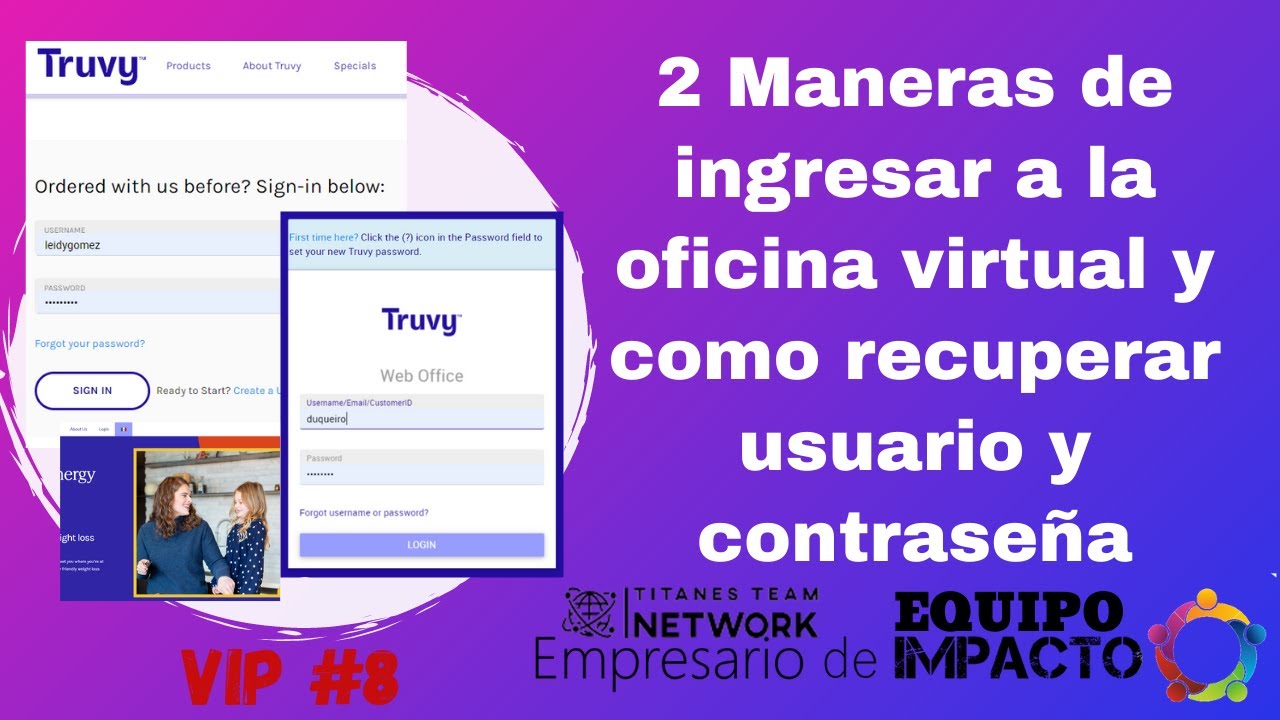 2 Maneras de ingresar a la oficina virtual Truvy en español y como  recuperar usuario y contraseña - YouTube