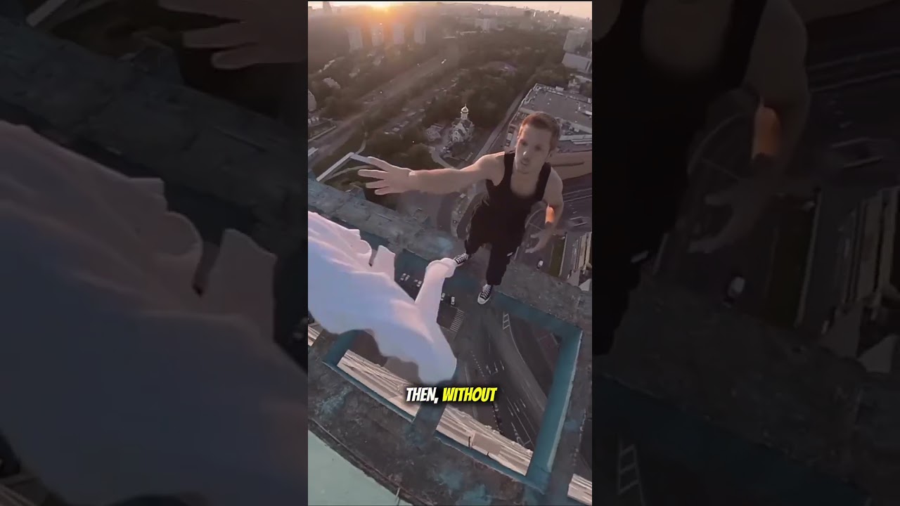 Fearless Man Somersaults on the Edge of a Skyscraper! 