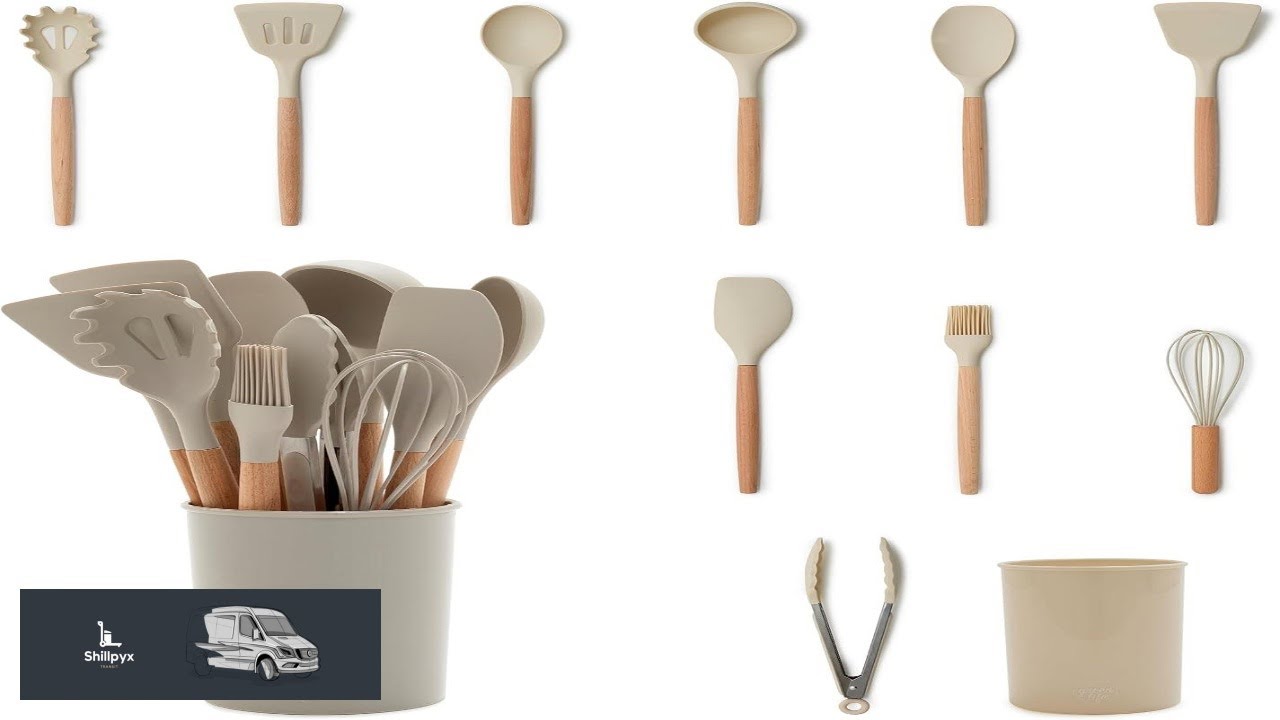 GreenLife 11 Piece Silicone Utensil Crock Set Nonstick Kitchen Tools Ladle Turner