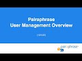 Pairaphrase Translation Software | User Management Overview - Owner, Admin & User Roles