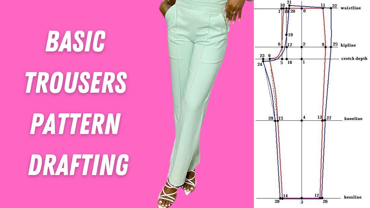 HOW TO DRAFT A BASIC TROUSERS PATTERN | HOW TO MAKE WOMEN'S TROUSERS ...