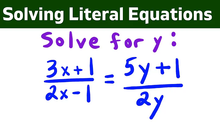 Solving Literal Equations - Algebra 1