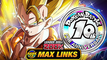 I LOVE THIS! 10TH ANNIVERSARY BUFFS!! LEVEL 10 LINKS 100% EZA LR PHY SUPER GOGETA! (Dokkan Battle)