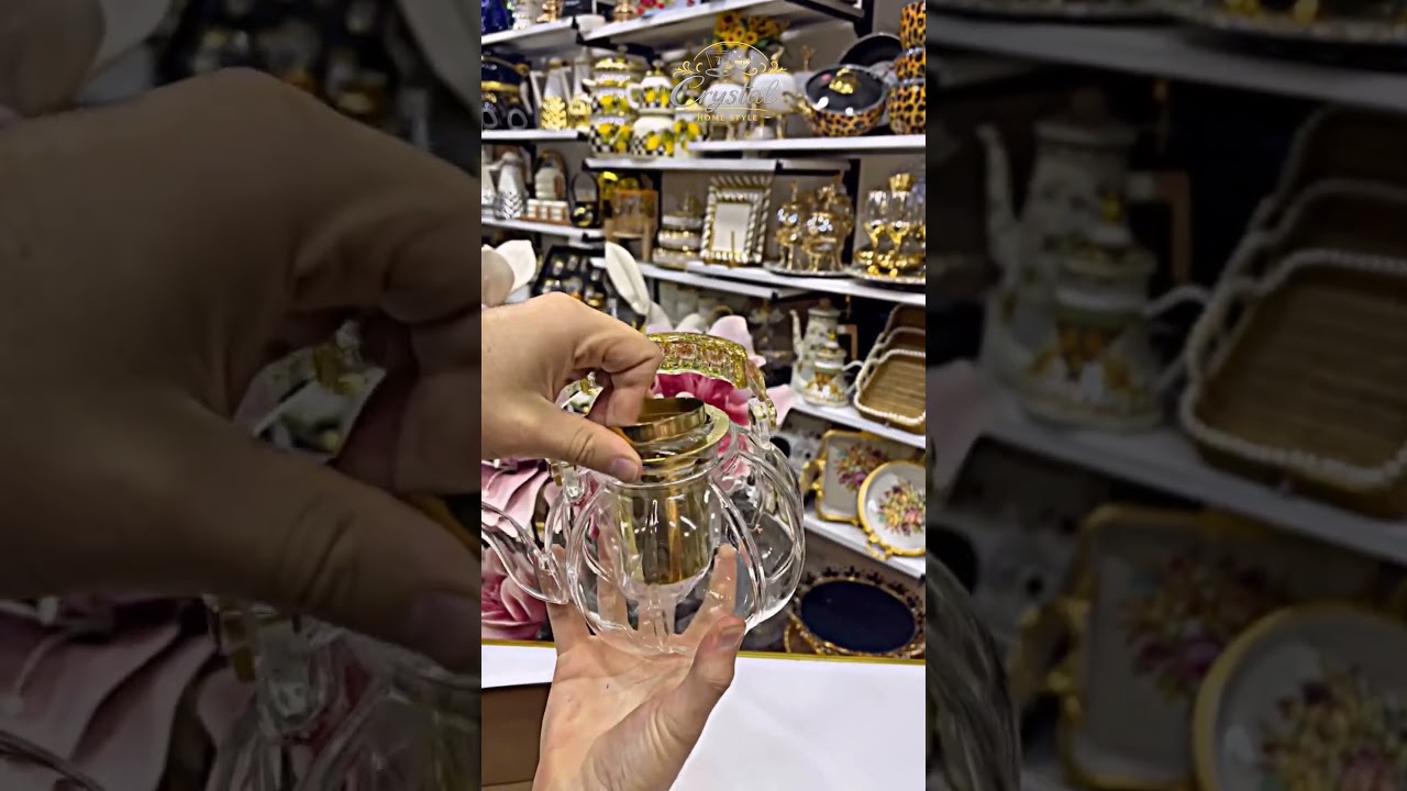 Luxury Glass Oil Dispenser with Gold Pump | Elegant European Kitchen Decor