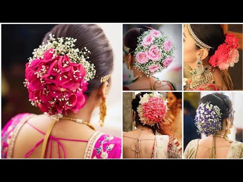 21 Floral Bouquet Bun Hairstyles for Brides || Glory Of Wedding