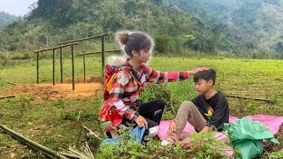 Single Mother - Ly An Ca Adopts an Orphan Boy & Build bamboo house, Harvests Wild Vegetables to sell