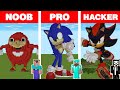 Minecraft NOOB vs PRO vs HACKER: SONIC THE HEDGEHOG STATUE HOUSE BUILD CHALLENGE / Animation