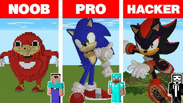 Minecraft NOOB vs PRO vs HACKER: SONIC THE HEDGEHOG STATUE HOUSE BUILD CHALLENGE / Animation