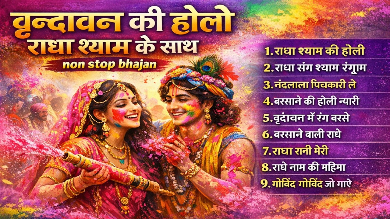 राधा श्याम होली स्पेशल 🎨 वृन्दावन में रंग बरसे | Nonstop Bhajan