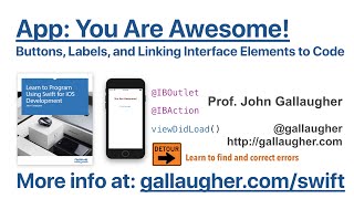 Ch. 2.3 - Buttons, Labels, and Linking Interface Elements to Code   Swift Book v4