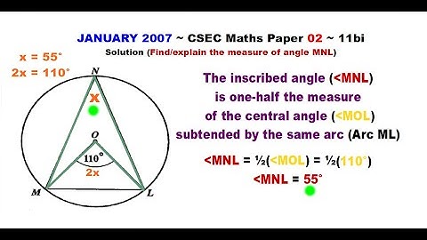 Paper2-CSEC-MATHS-397 ~ Circle Geometry & The Inscribed Angle Theorem ~ January 2007 Number 11bi