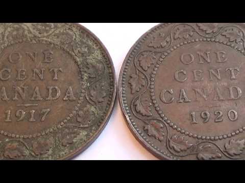A 1917 u0026 1920 Canada One Cent Coins