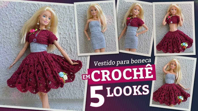 READY TO PARTY!  Crochet Princess Dress for Dolls (portuguese