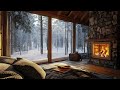 Snowy Forest Cabin Fireplace Sounds for Sleep, Relaxation and Stress Relief
