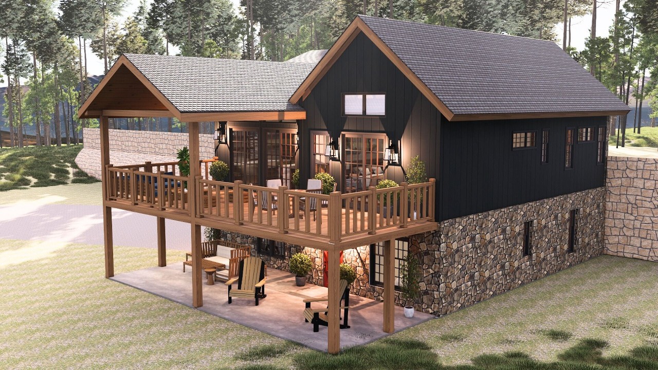 STUNNING cabin on a sloped lot – PURE PERFECTION!