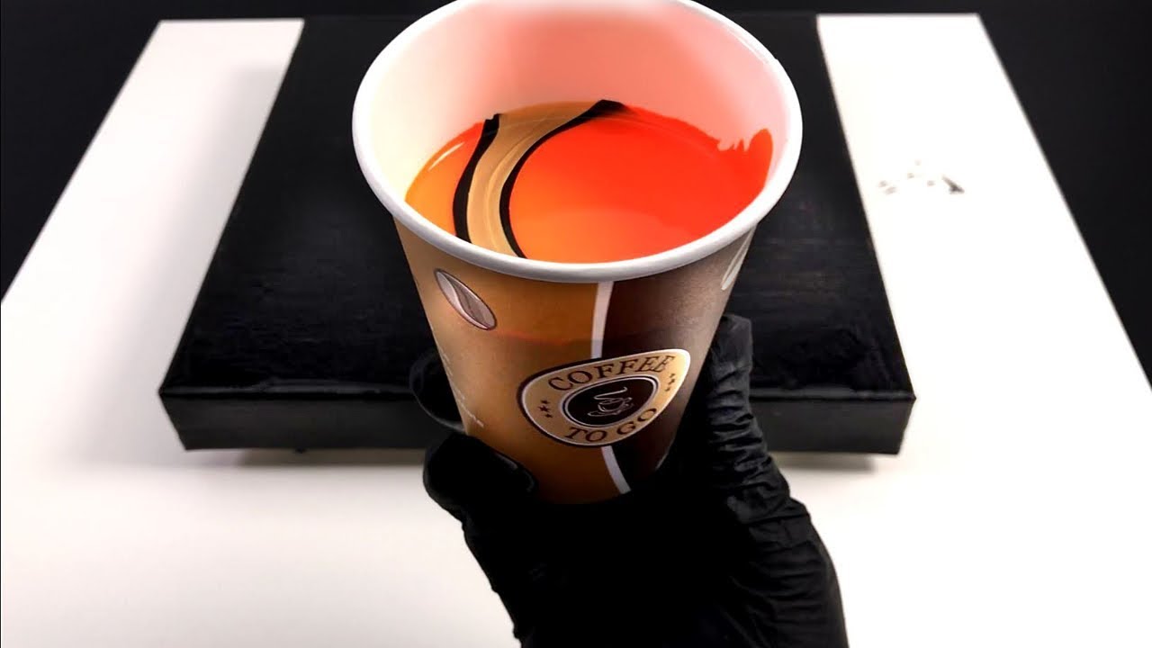 Акриловая заливка с тремя цветами - рефлекс оранжевый - черный и золотой