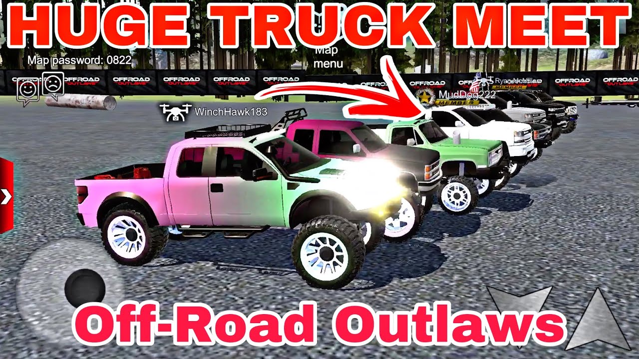 offroad outlaws HUGE truck meet = LOTS of HILARIOUS moments and wrecks