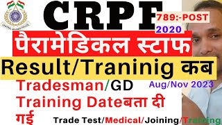 CRPF Paramedical Staff Written Exam Result 2023 | CRPF Paramedical Staff Training Date | CRPF Result